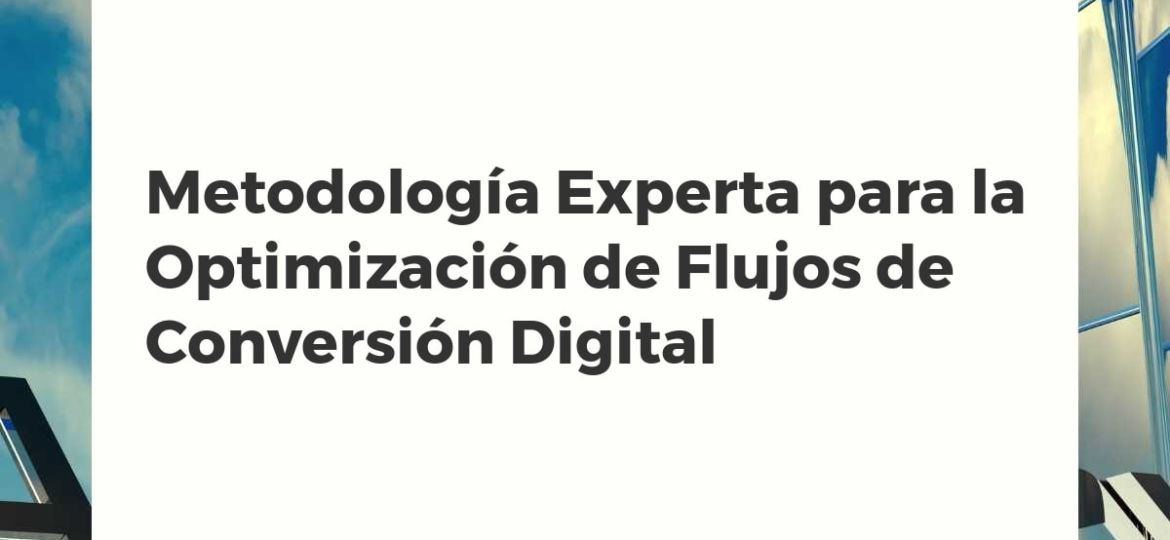 Diagrama abstracto que representa la optimización de flujos de conversión digital con datos fluyendo hacia el éxito